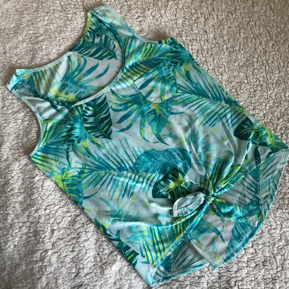 Tropical knotted tank top